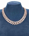 4 Row 20MM Moissanite Cuban Link Chain 14K Gold - Rose Gold