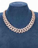 4 Row 20MM Moissanite Cuban Link Chain 14K Gold - Rose Gold