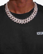 4 Row 20MM Moissanite Cuban Link Chain 14K Gold - Rose Gold