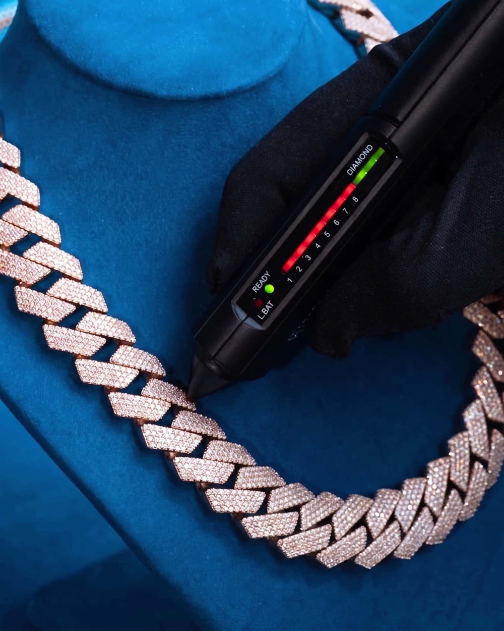 4 Row 20MM Moissanite Cuban Link Chain 14K Gold - Rose Gold