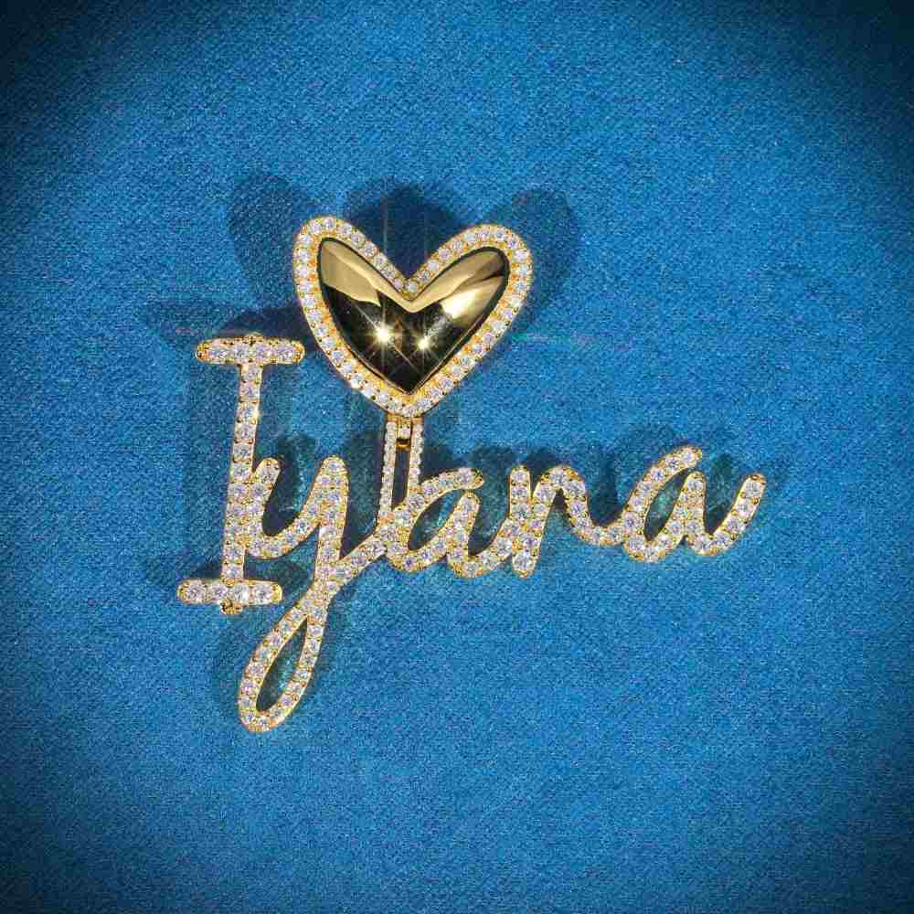 Iyana Custom Cursive Letters Pendant 14K Gold 2