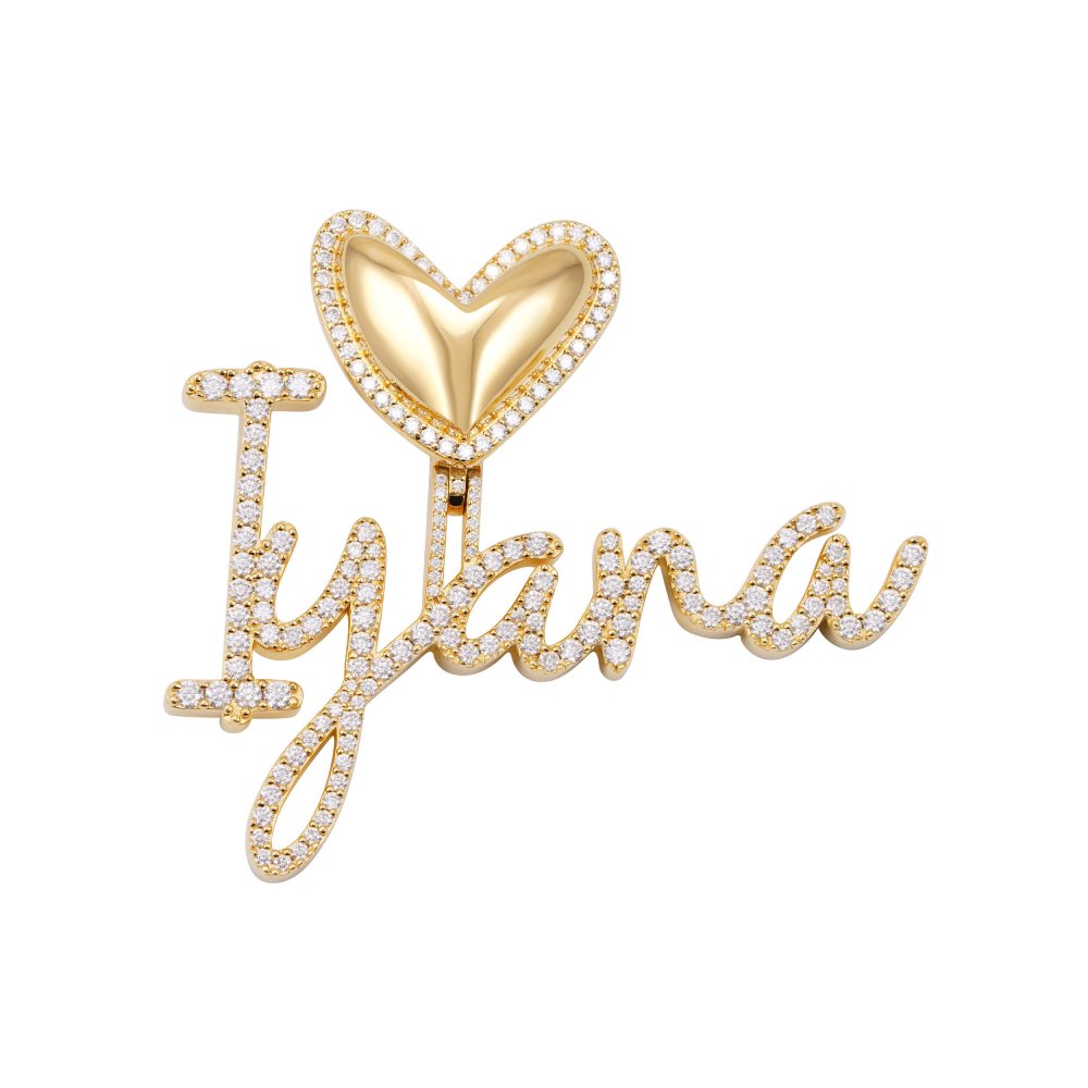 Iyana Custom Cursive Letters Pendant 14K Gold 3