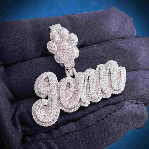"JENN" Custom Name Moissanite Pendant 14K Gold hand