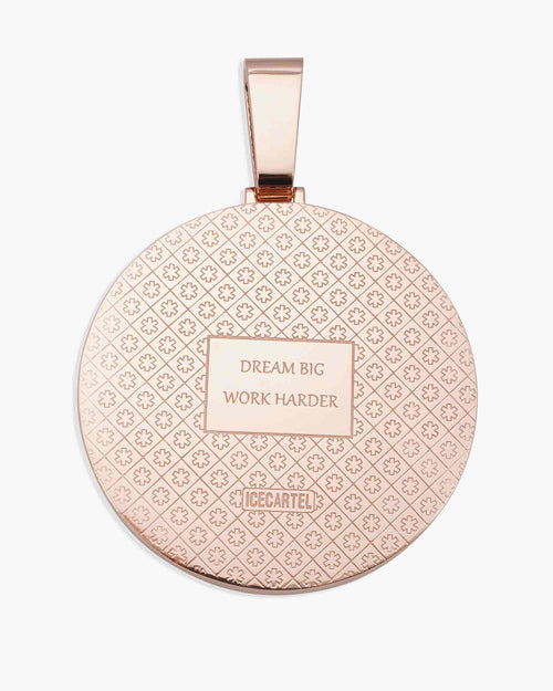 Jameson custom circle pendant 14k gold icecartel back