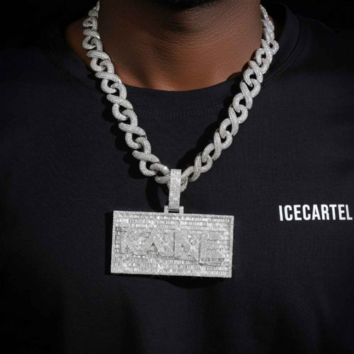 KAINE Custom Moissanite Name Pendant 14K Gold icecartel model1