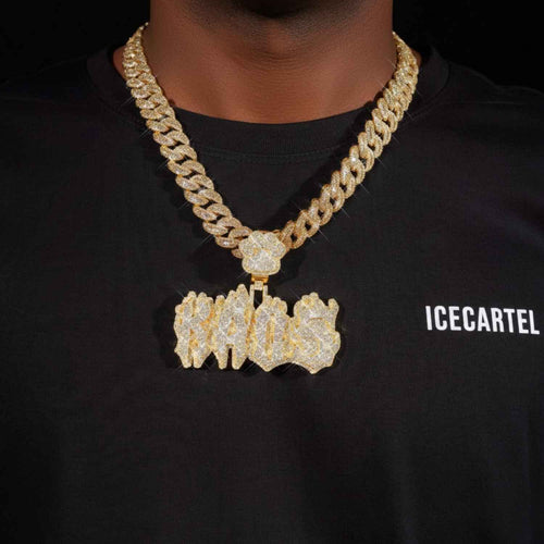 "KAOS" Custom Moissanite Pendant 14K Gold model1