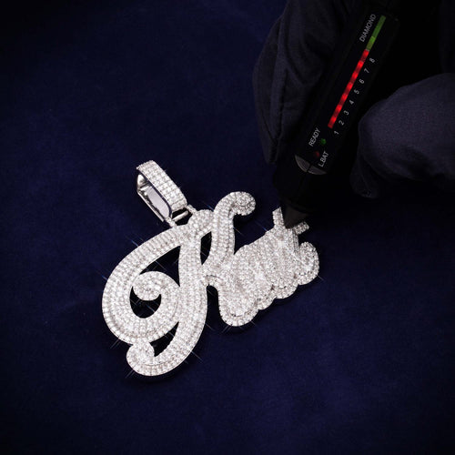 "KAT" Custom Moissanite Name Pendant 14K Gold