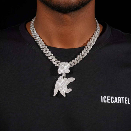 "KC" Custom Moissanite Pendant 14K Gold model1