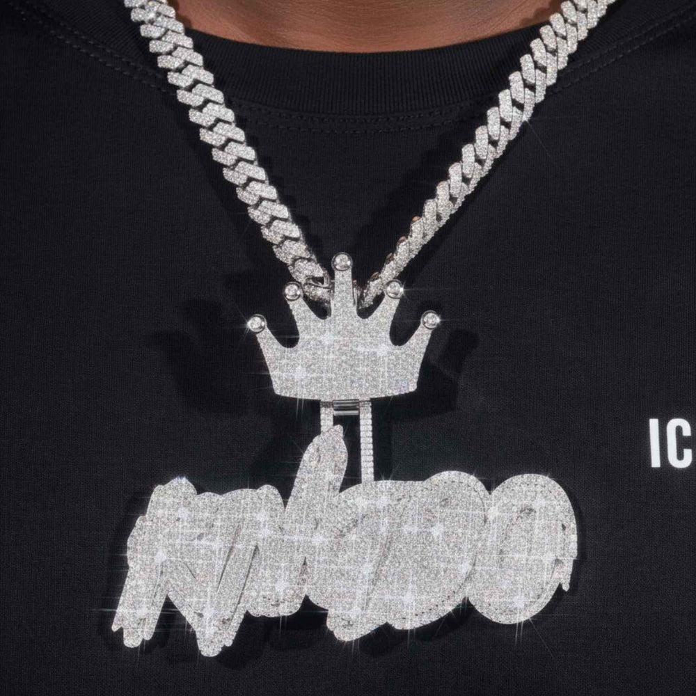 KING90 Custom Name Moissanite Pendant 14K Gold icecartel model1