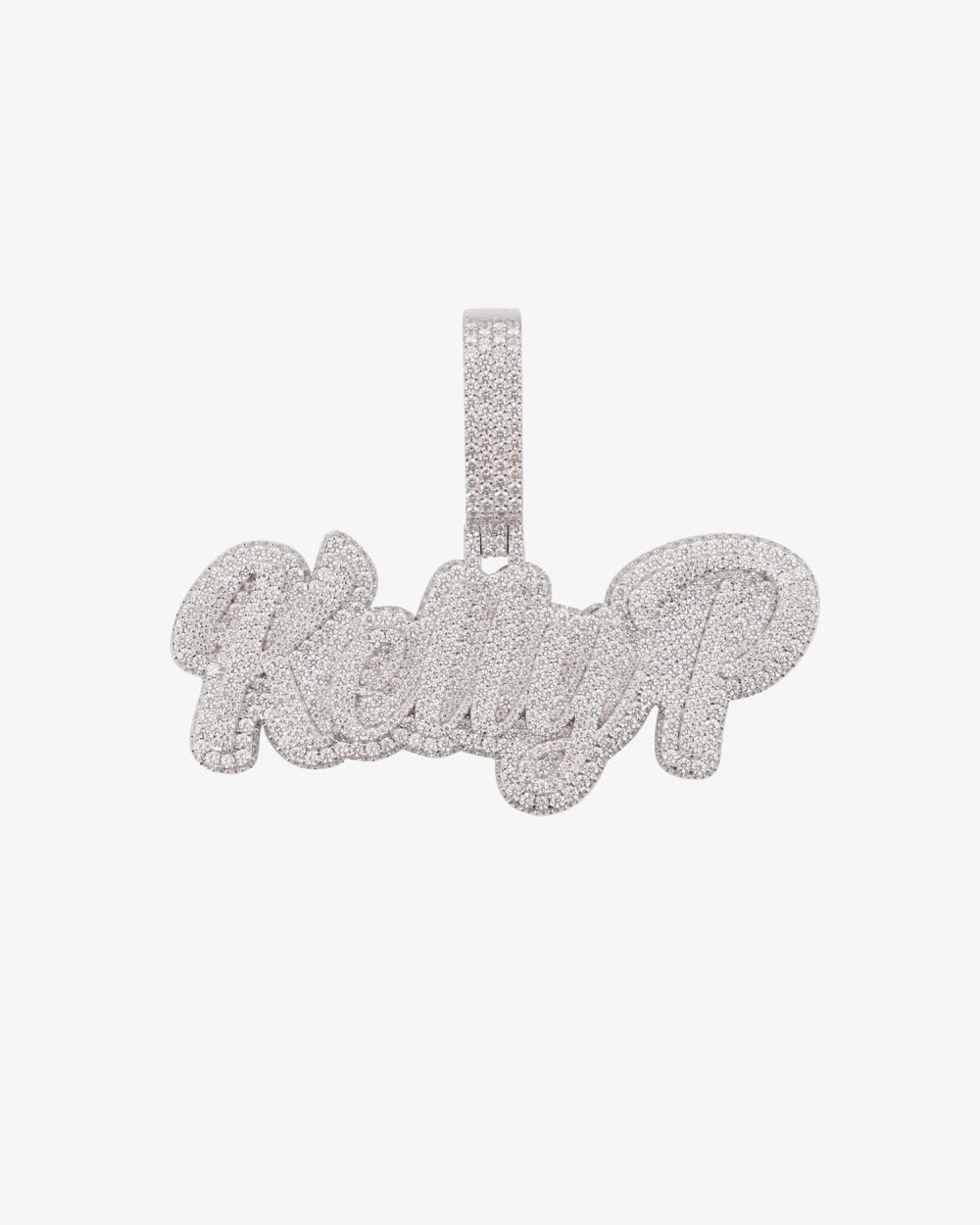 Kelly P Custom Moissanite Name Pendant 14K Gold icecartel white