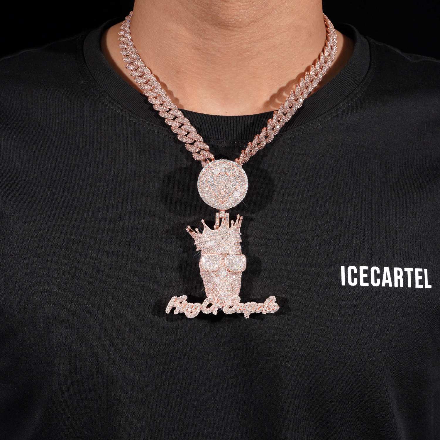 King Of Bespoke Custom Logo Moissanite Pendant 14K Gold icecartel model