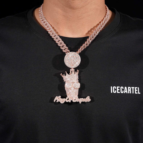 King Of Bespoke Custom Logo Moissanite Pendant 14K Gold icecartel model