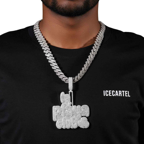 "LA PLAYA CLUB" Custom Round Cut Moissanite Pendant 14k fold model