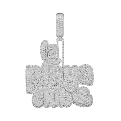 "LA PLAYA CLUB" Custom Round Cut Moissanite Pendant 14k Gold 1