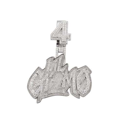 LIL GIZMO 4 Custom Name Moissanite Pendant 14K Gold icecartel white