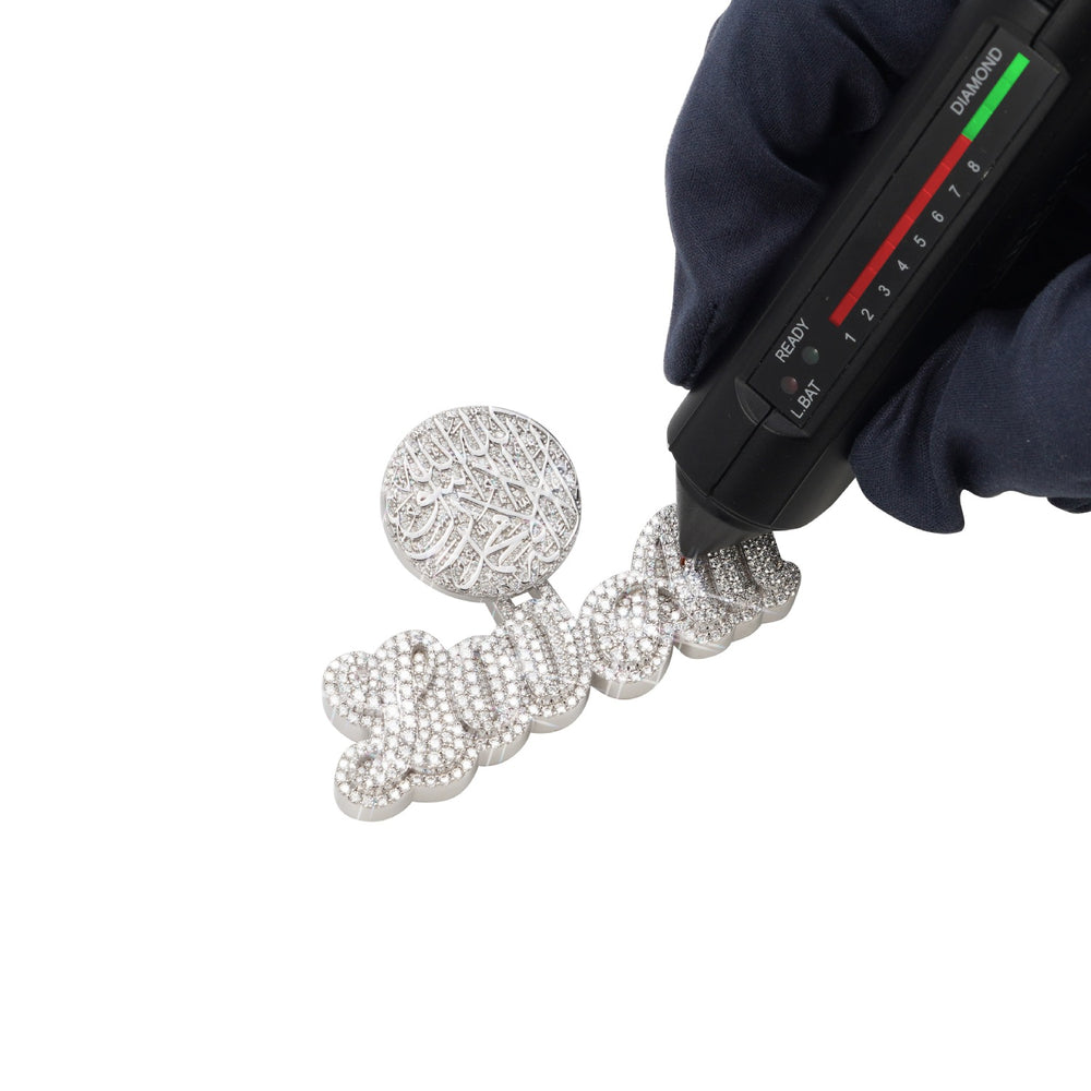 LovAli custom name moissanite pendant 14k gold icecartel test