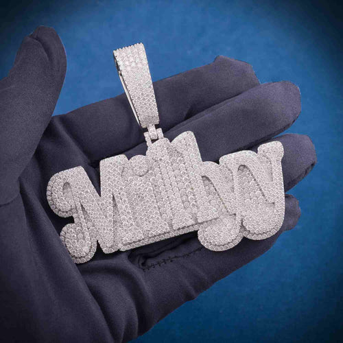 "MILLYY" Custom Moissanite Pendant 14k Gold hand 