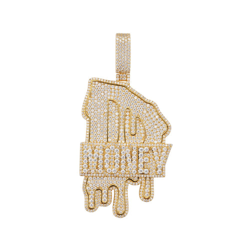 MONEY Custom Moissanite Name Pendant 14K Gold ICECARTEL white