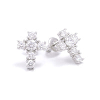 Medium Cross Moissanite Earrings 14K Gold 1