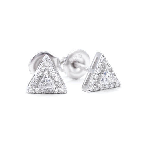 Mini Triangle Moissanite Earrings 14K Gold 1