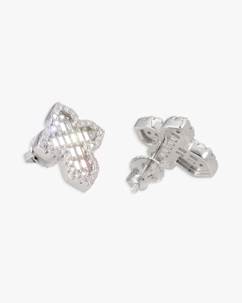 moissanite baguette cross stud earrings 14k gold icecartel main