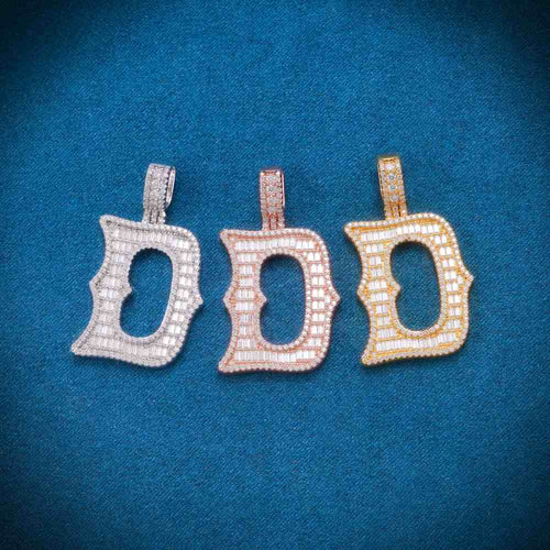 Moissanite Baguette Letter D Pendant 1