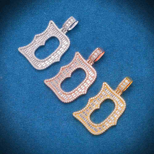 Moissanite Baguette Letter D Pendant 2
