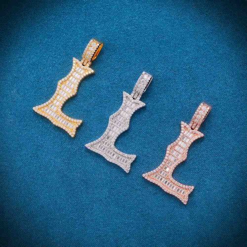 Moissanite Baguette Letter L Pendant 2