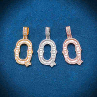 Moissanite Baguette Letter Q Pendant 1