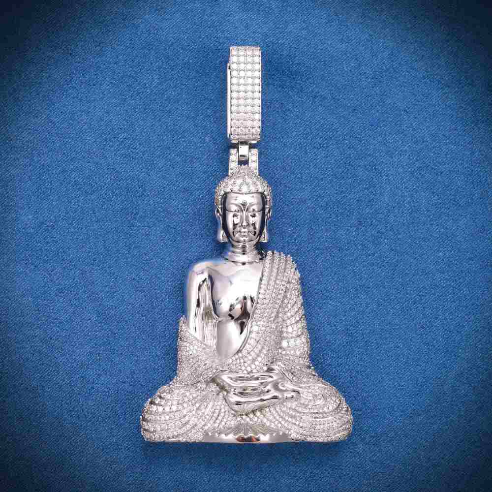 Moissanite Buddha Pendant 14K Gold 2