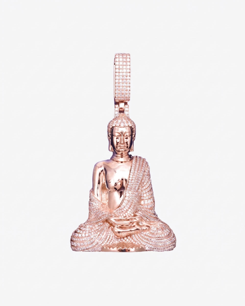 Moissanite Buddha Pendant 14K Gold - Rose Gold