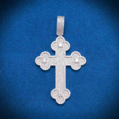 Moissanite Clover Cross Pendant 14K Gold