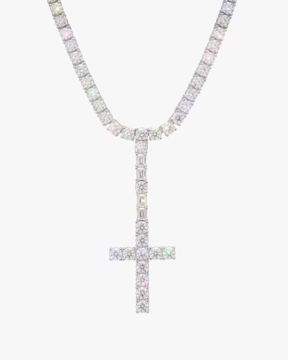 moissanite cross pendant & tennis chain set icecartel main