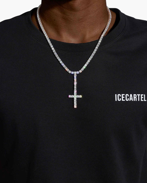 moissanite cross pendant & tennis chain set icecartel model