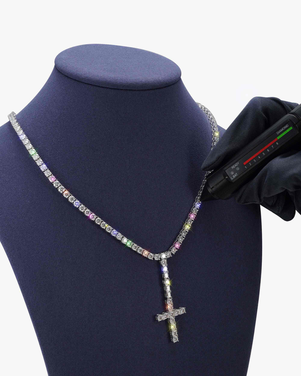 moissanite cross pendant & tennis chain set icecartel test
