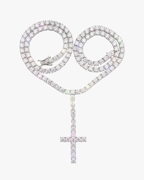 moissanite cross pendant & tennis chain set icecartel top