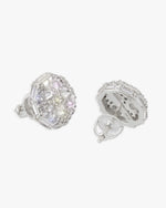 Moissanite Dome Cluster Stud Earrings 14K Gold - White Gold