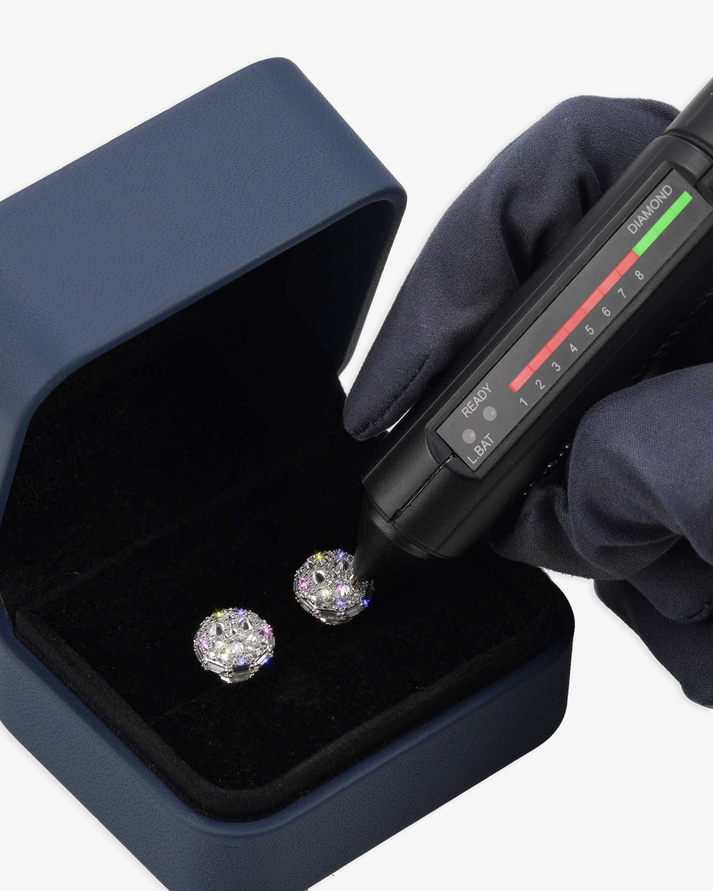 Moissanite Dome Cluster Stud Earrings 14K Gold - White Gold