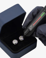 Moissanite Dome Cluster Stud Earrings 14K Gold - White Gold