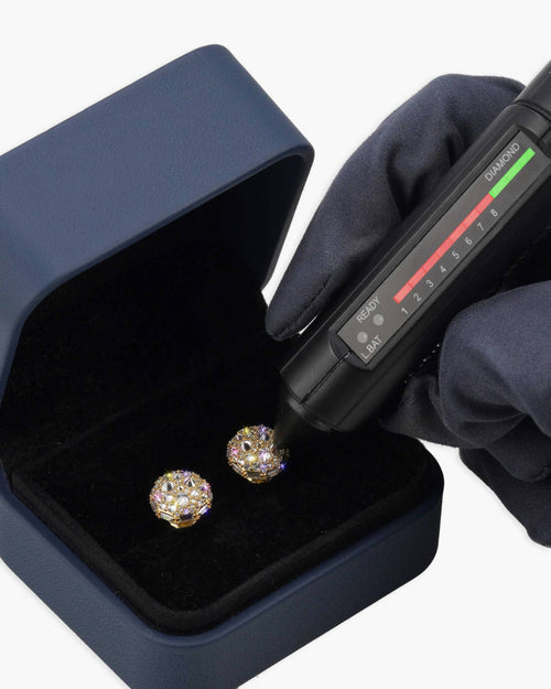 moissanite dome cluster stud earrings 14k gold icecartel yellow box