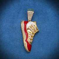 Moissanite Enamel Sneaker Pendant 14K Gold 2