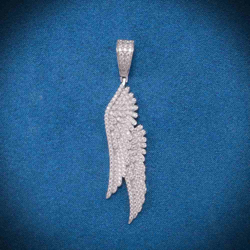 Moissanite Feather Pendant 14K Gold 1