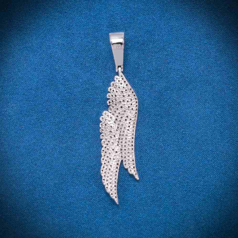 Moissanite Feather Pendant 14K Gold 4