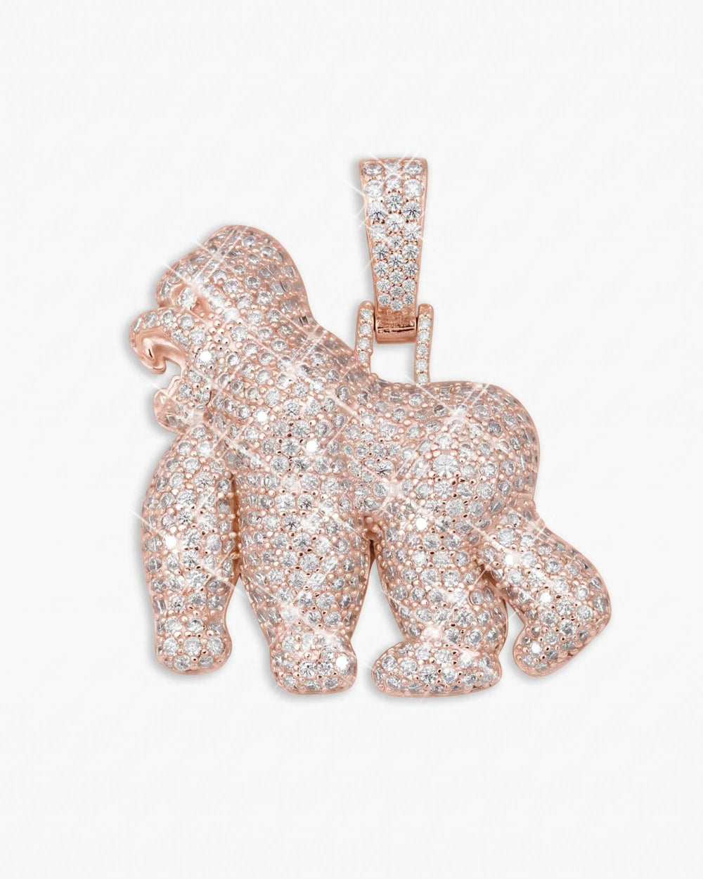 Moissanite Gorilla Pendant 14K Gold - Rose Gold L (40MM)