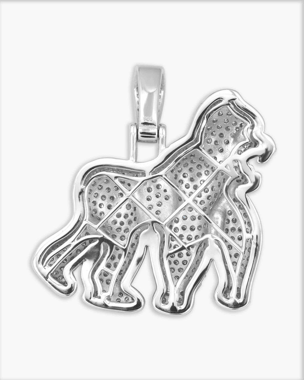 Moissanite Gorilla Pendant 14K Gold icecartel big white back