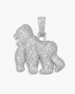 Moissanite Gorilla Pendant 14K Gold - White Gold L (40MM)