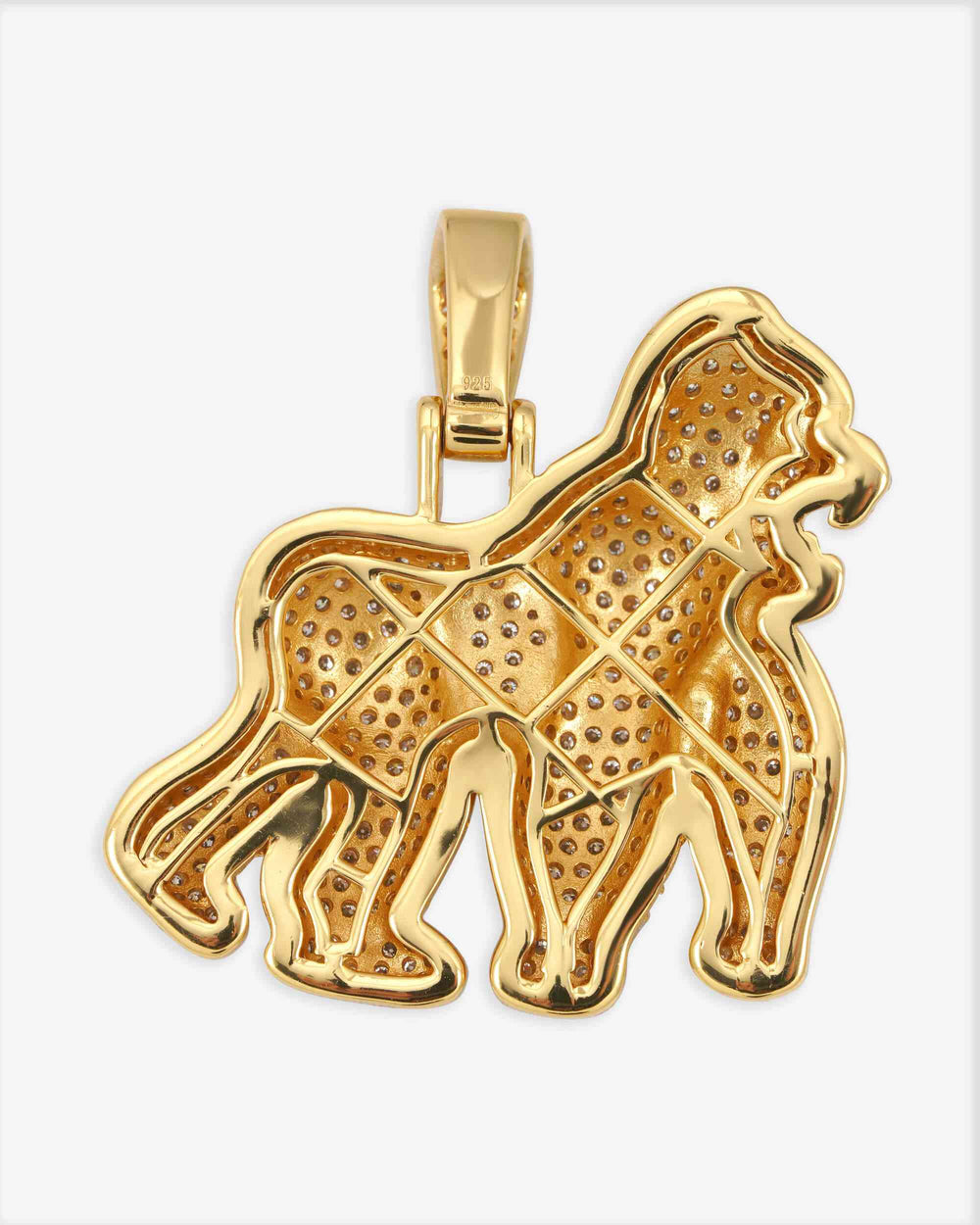 Moissanite Gorilla Pendant 14K Gold icecartel big yellow back
