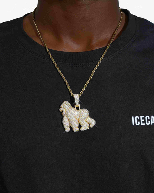 Moissanite Gorilla Pendant 14K Gold icecartel big yellow model