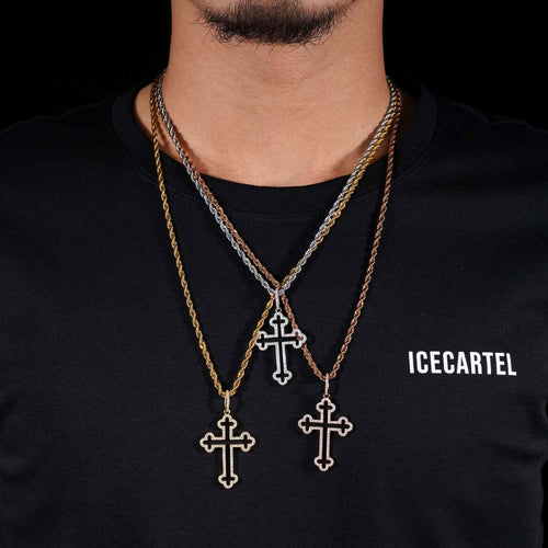 Moissanite Hollow Byzantine Cross 14K Gold model