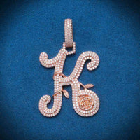 Moissanite Letter K Pendant 14K Rose Gold 1